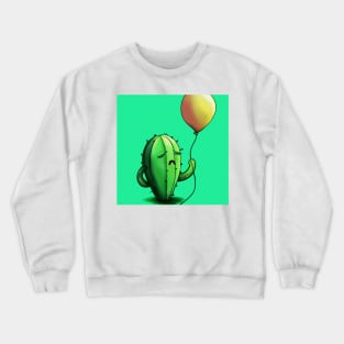 Sad cactus with a balloon Crewneck Sweatshirt